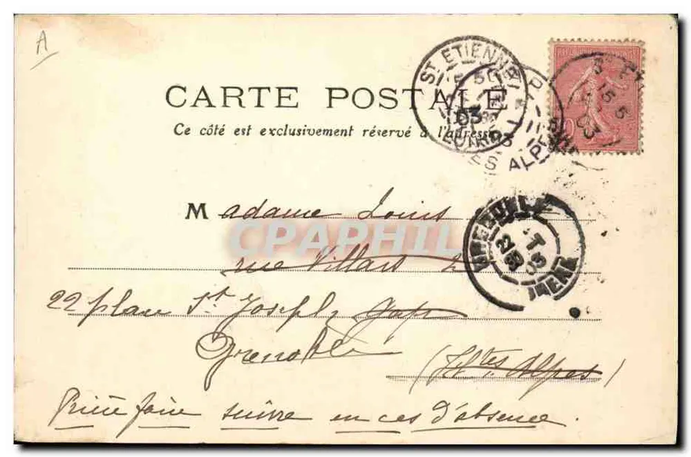 Saint-Étienne — Marinoni-Schacht, oder die Bergbauerschacht — anonymer Verleger, n°4 - Rückseite