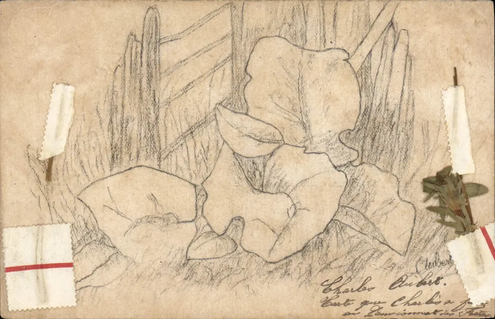 Landschaft mit Kakteen — Bleistiftzeichnung — Claudbert - Vorderseite