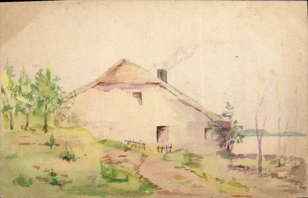 Landschaft mit Haus — Aquarell - Vorderseite