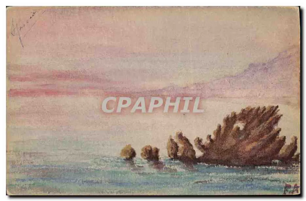 Sonnenuntergang über das Meer — maritimer Landschaft — Verlag A. Forbe Blan, Nr. A - Vorderseite