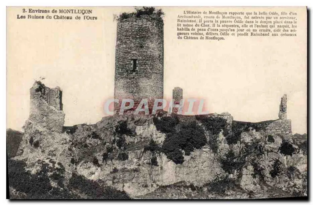 Umgebung von MONTLUÇON — Ruinen des Schlosses des Bären — Lib. F. Polain, Montluçon - Vorderseite