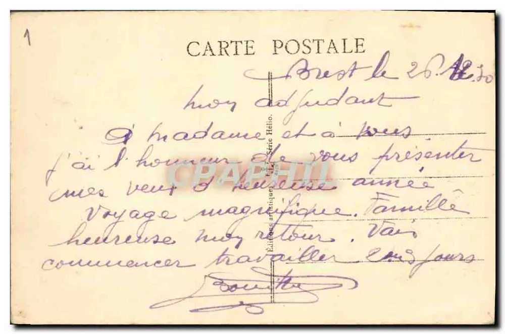 Brest - Le Château — vue du château avec pont métallique et éditeur 'Éditions Artiques' - Verso