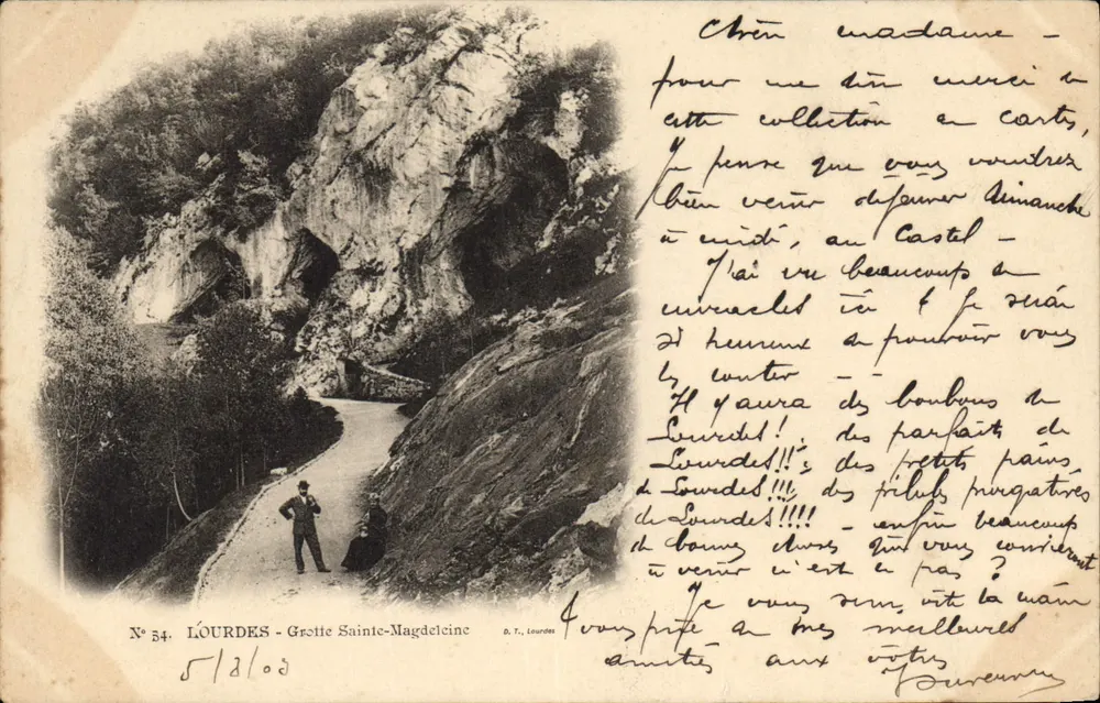 Lourdes - Grotte Sainte-Magdeleine — Verleger D. T., Nr. 54 - Vorderseite