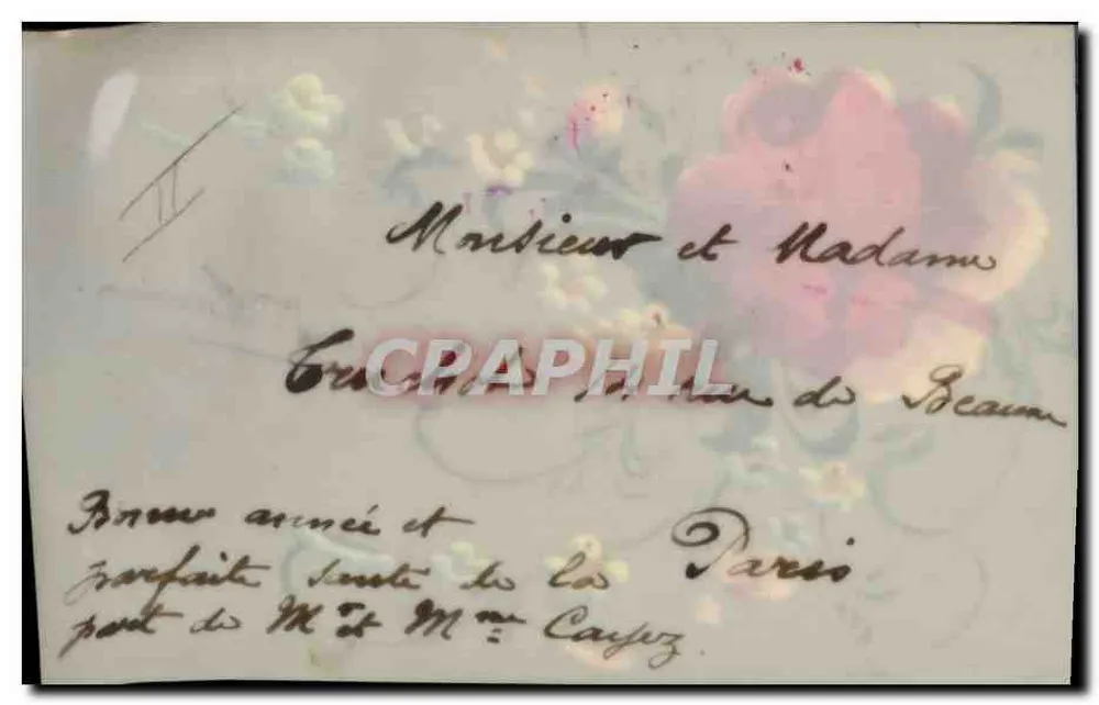 Flor de rosa e margaridas — carta postal decorativa — editor desconhecido - Verso