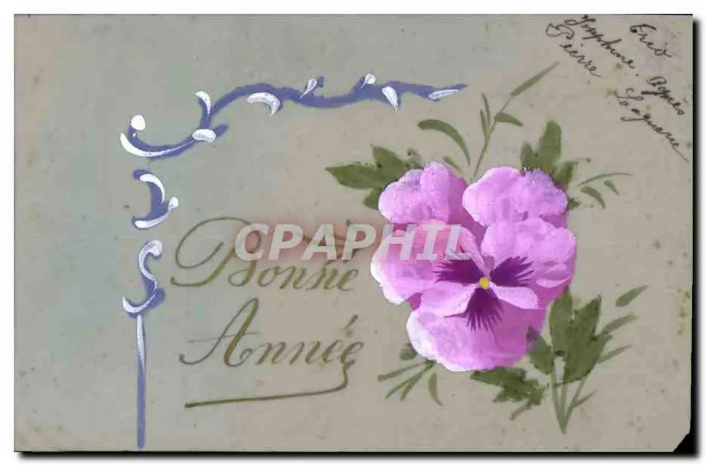 Flor de pensamiento — Año Nuevo — tarjeta postal decorativa - Anverso
