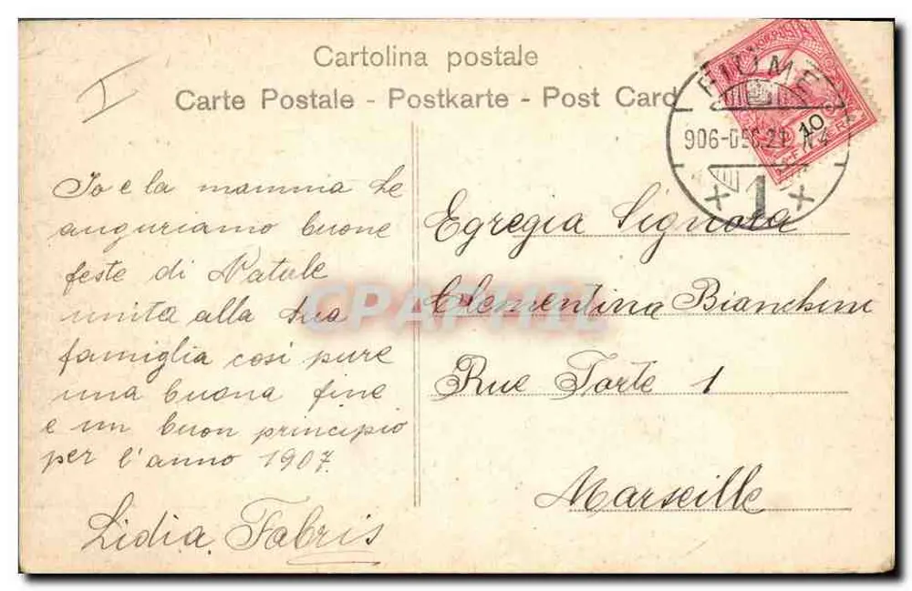Nuit de Noël — scène de village enneigé — Cinématographes Pathé, n° 21-12-1906 - Achterkant