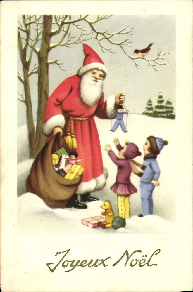 Weihnachtsmann mit Kindern — WeihnachtsSzene — Verlag CHARAË 924 - Vorderseite