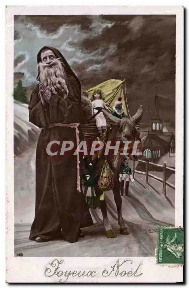 Saint Nicolas — mit Kind auf Esel — unbekannter Verleger, Nr. 148 - Vorderseite