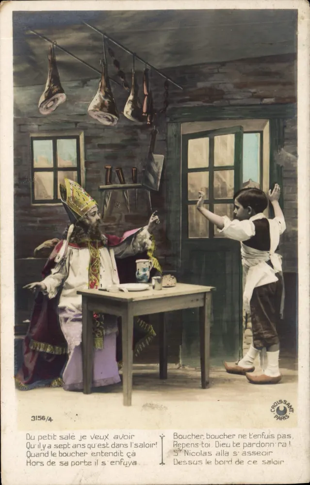 Saint Nicolas dans un boucherie — scène humoristique — Croissant, Paris, n° 3156/4 - Vorderseite