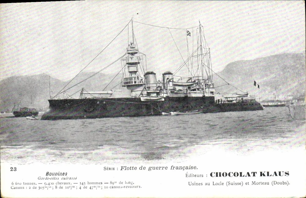Bouvines — Französische Kriegskorvette — Verlag CHOCOLAT KLAUS, Serie 23 - Vorderseite