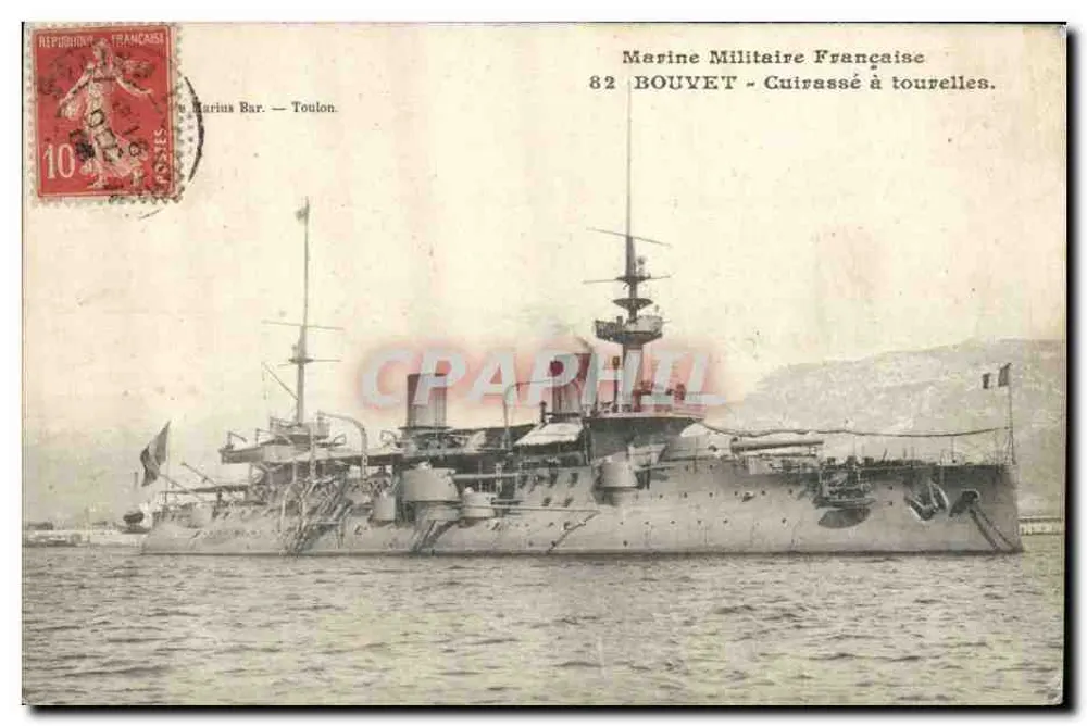 Bouvet — Panzerkreuzer mit Türmen — Französische Marine — Toulon - Vorderseite