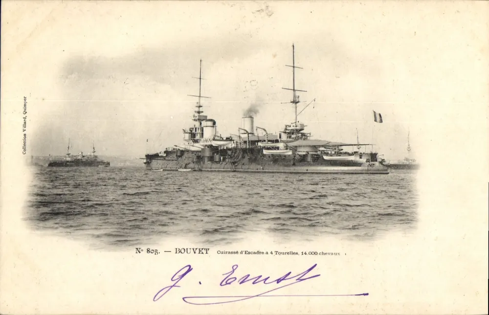 Bouvet — Schlachtschiff mit 4 Türmen, 14.000 Pferdestärken — Sammlung Villard, Quimper - Vorderseite