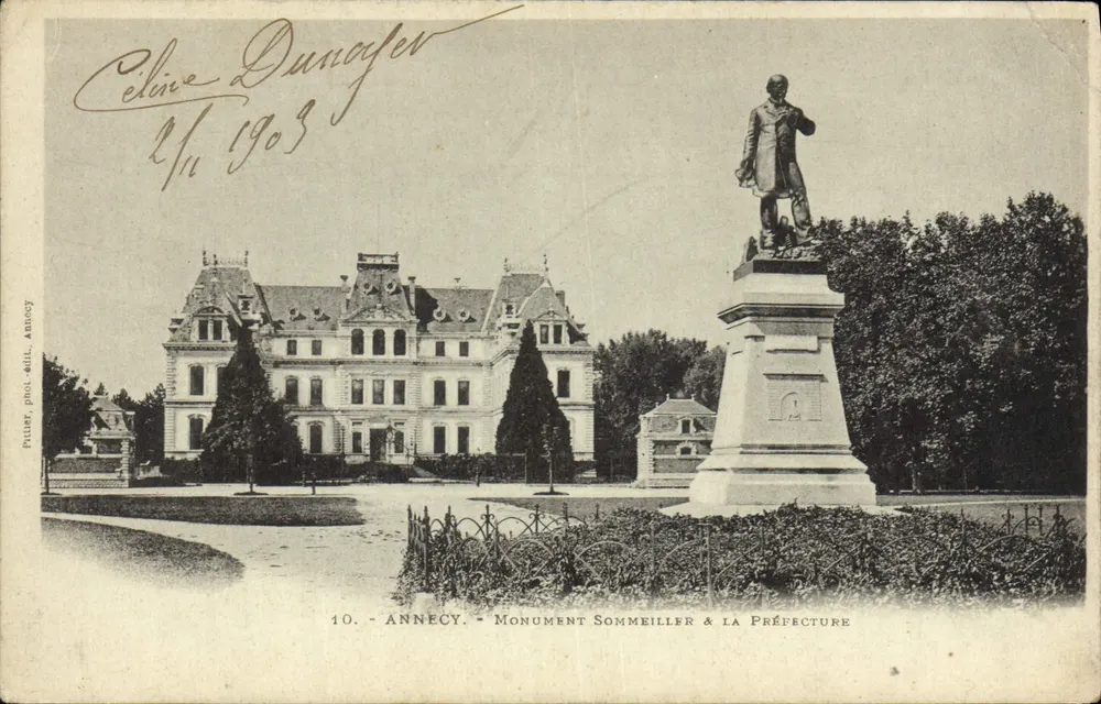 Annecy — Monument Sommeiller & la Préfecture — Piltier, phot. & édit. Annecy - Vorderseite
