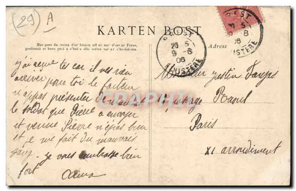 Palacz z Plomodiern - Méner Homl — Kolekcja Vizuaño, Quimper, nr 1043 - Rewers