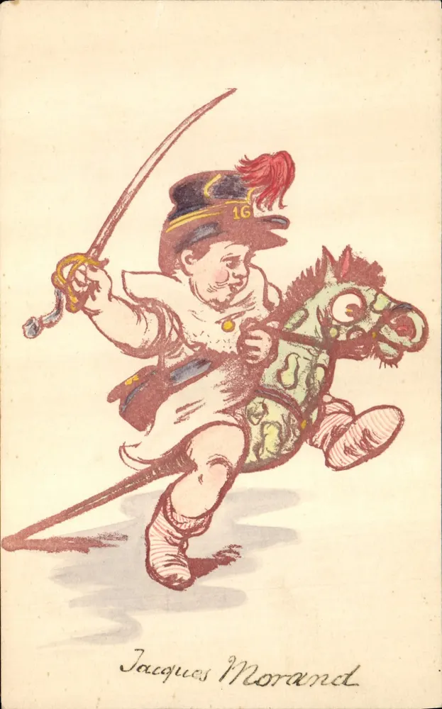 Criança soldado em um cavalo de madeira — Jacques Morand — n°16 - Frente