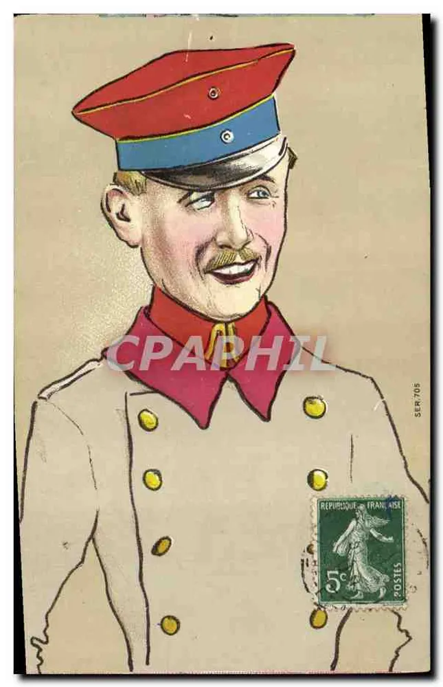 Soldado francês — caricatura — editor não visível, n° de série SER 705 - Frente
