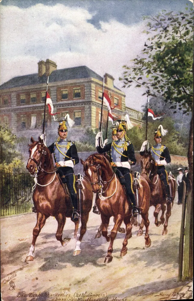 Os Lanciadores de 2/1st passando diante da Marlborough House — Olliette, Tuck's Post Card, série II, n° 9031 - Frente