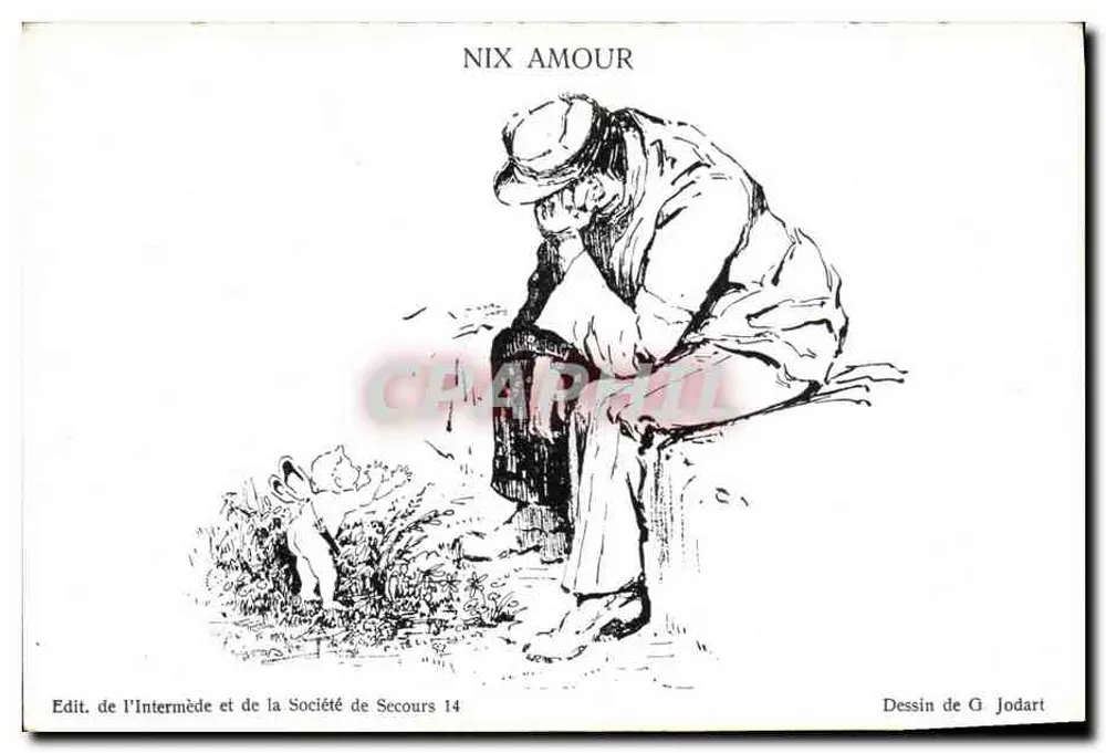 Nix Amour — Desenho de G Jodart — Edit. de l'Intermède e da Sociedade de Secours 14 - Frente
