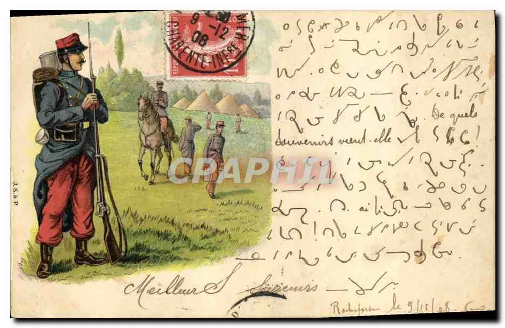 Soldats en campagne — scène militaire — éditeur J.S.A.P. n° 354.P - Frente