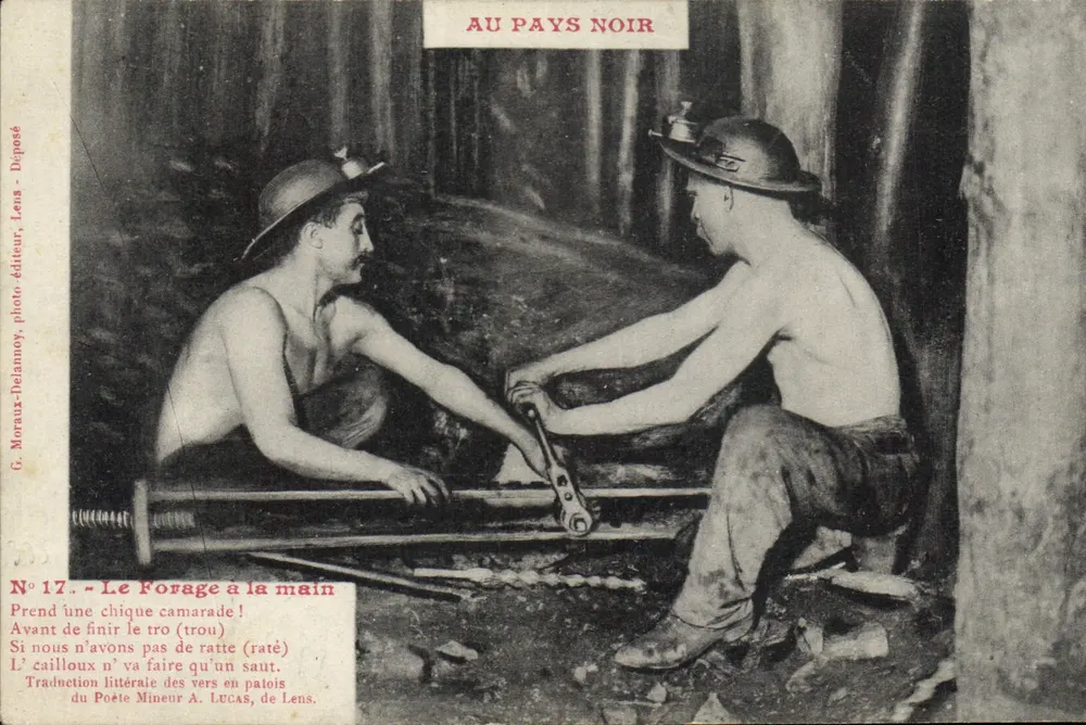 Bohrung per Hand — Im Schwarzen Land — G. Moraux-Delannoy, Fotoverlag, Nr. 17 - Vorderseite