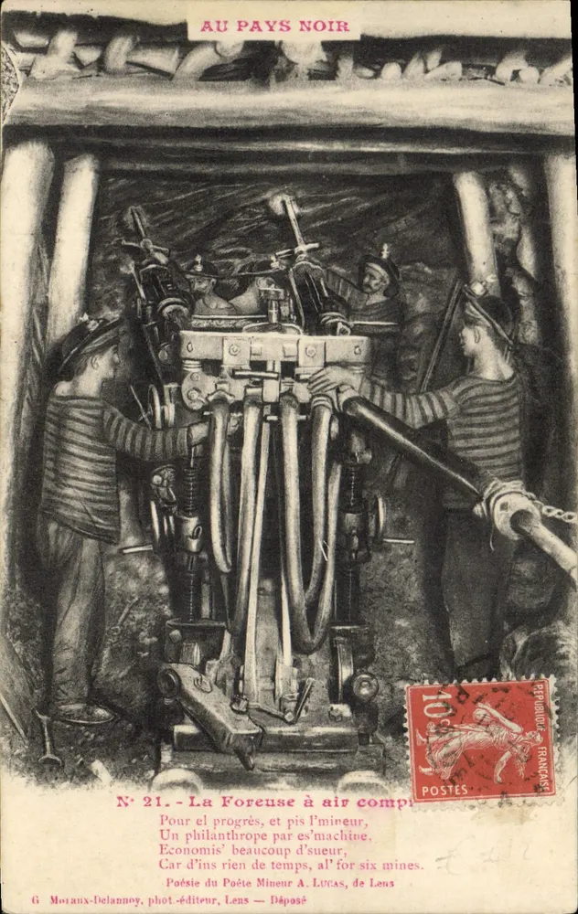 Druckluftmine — Im Schwarzen Land — G. Moraux-Delannoy, Fotoverlag, Lens, Nr. 21 - Vorderseite