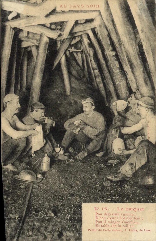 Goldmine von Pays Noir — Szene von Bergarbeitern — G. Marmont, Nr. 16 - Vorderseite