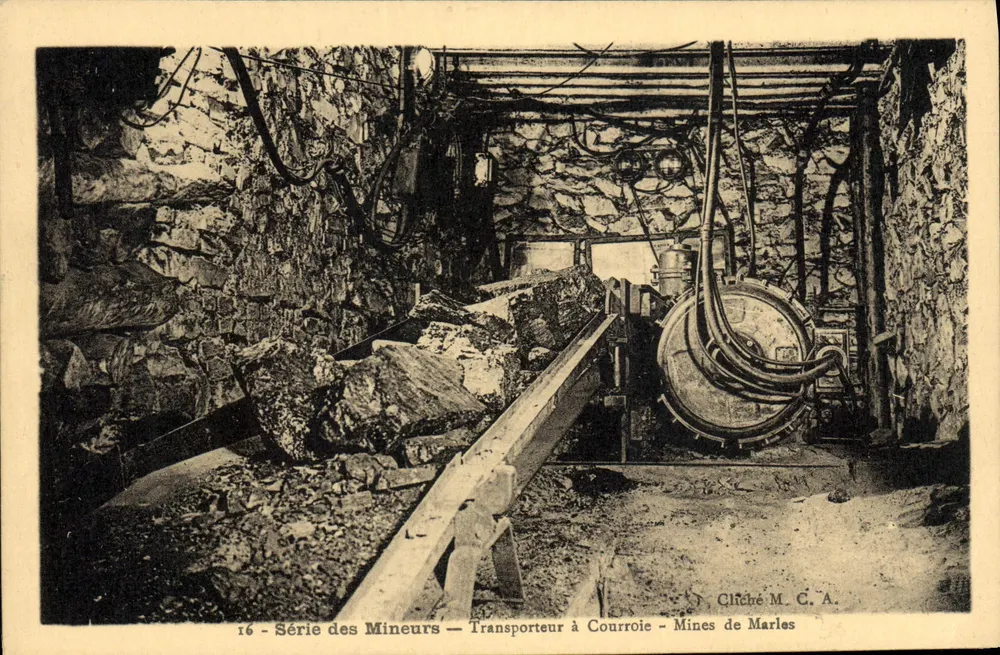 Bergwerk Marles — Bandförderer — Bergarbeiter-Serie n°16 — Cliché M.C.A. - Vorderseite