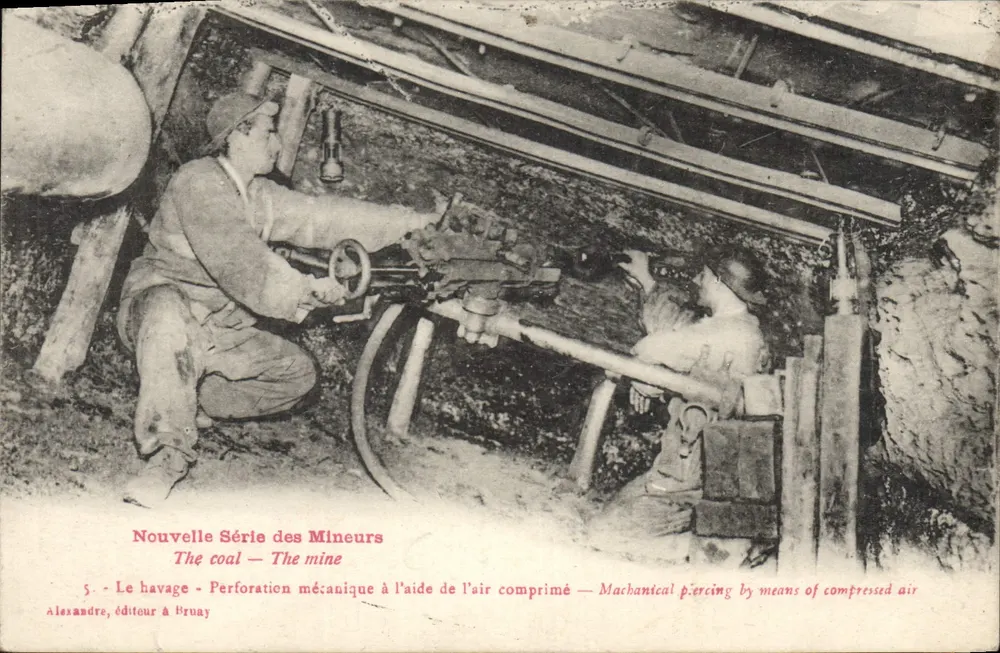 Bergbau - Mechanische Bohrung mit Druckluft — Neue Serie der Bergleute, Nr. 5 — Alexandre, Verlag in Bruay - Vorderseite