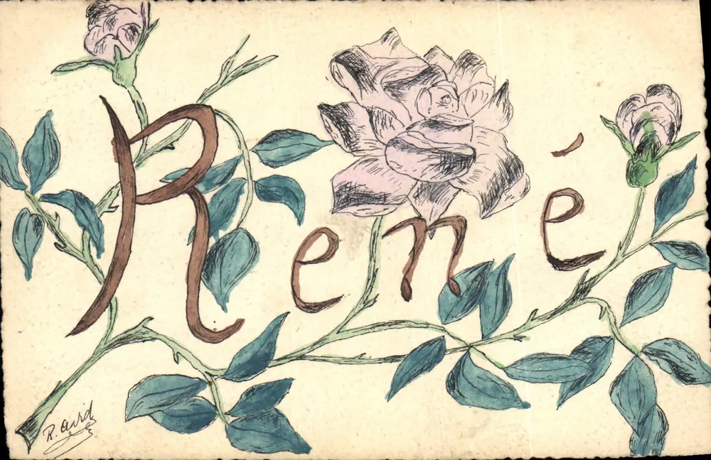 Reneé — gezeichnete Rose — R. Rand - Vorderseite