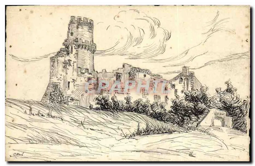 Schloss der Tour — Tuschezeichnung — G. Allard - Vorderseite
