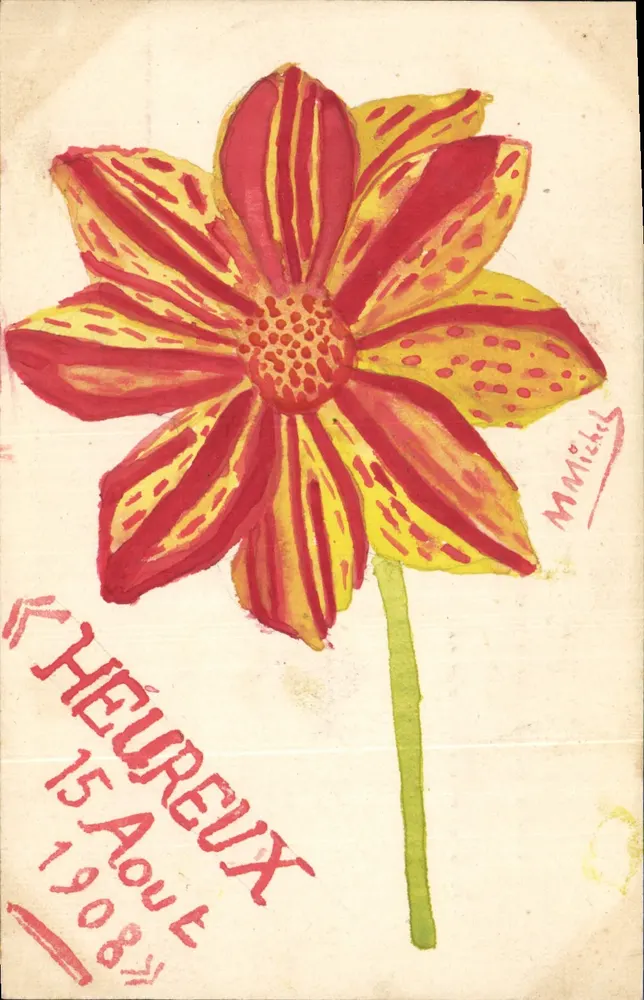 Blume — Aquarellzeichnung — M. Michel - Vorderseite