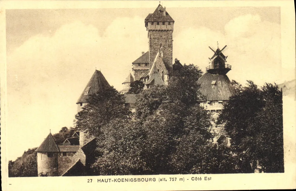 Haut-Kœnigsbourg — vue du château et du moulin à vent — édition spéciale du château - Frente