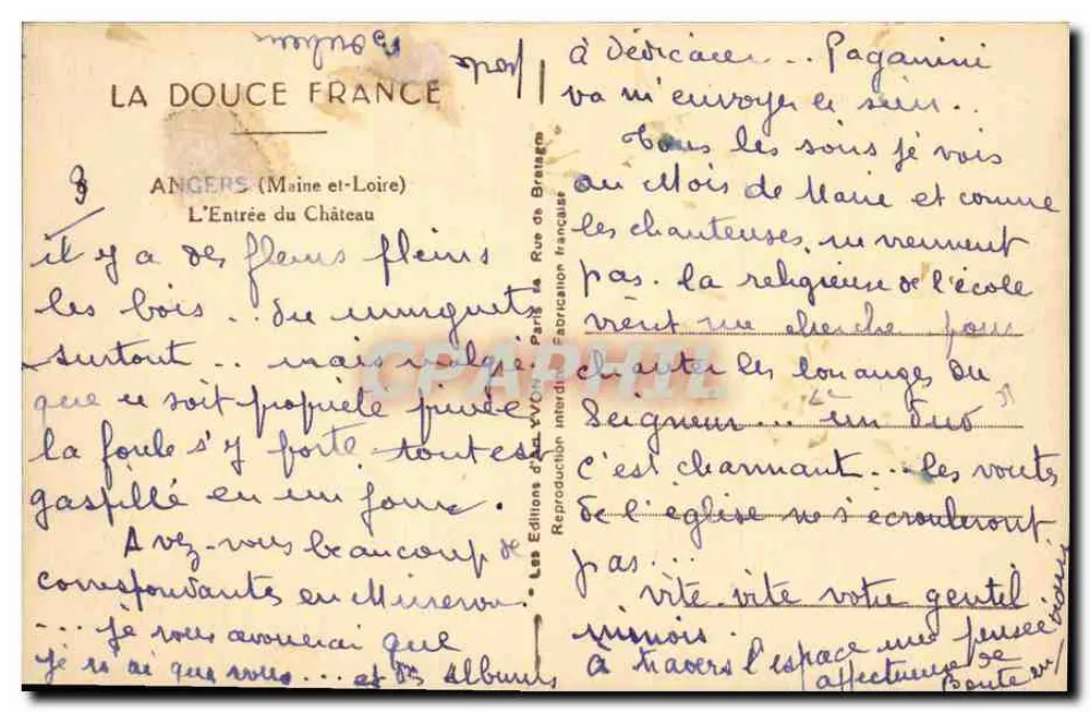 Angers — A Entrada do Castelo — Les Éditions de la Rue de Bretagne - Verso