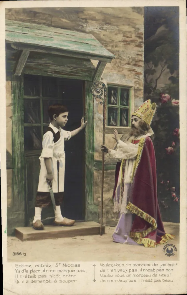 Saint Nicolas et un enfant — scène de porte — éditeur Croissant Paris, n° 3156/3 - Vorderseite