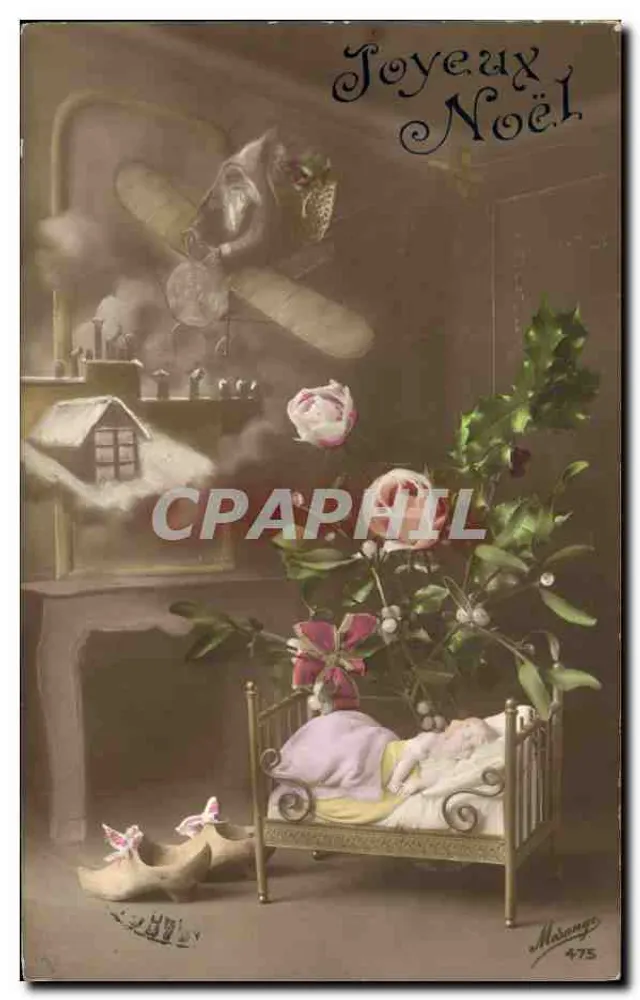 Schlafendes Kind — Weihnachtsdekor mit Efeu und Rosen — Masure 475 - Vorderseite