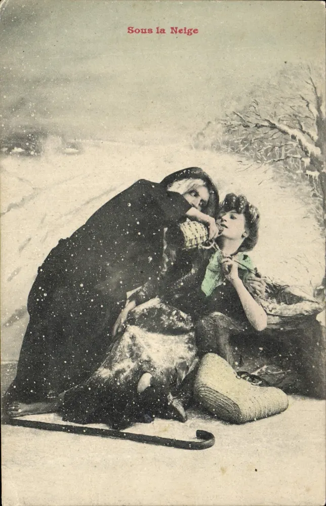 Unter der Schnee — Winterlandschaft mit zwei Frauen — Verleger nicht sichtbar - Vorderseite
