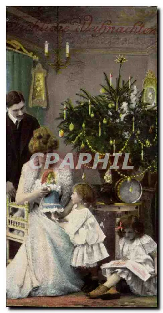 Familie um einen Weihnachtsbaum — anonymer Verleger, Seriennummer nicht sichtbar - Vorderseite
