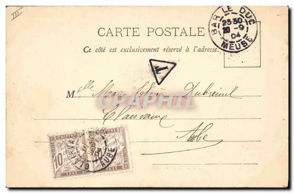Bar-le-Duc - Prefeitura e Palácio de Justiça — Editor Em. Collot, Bar-le-Duc, número de série não visível - Verso