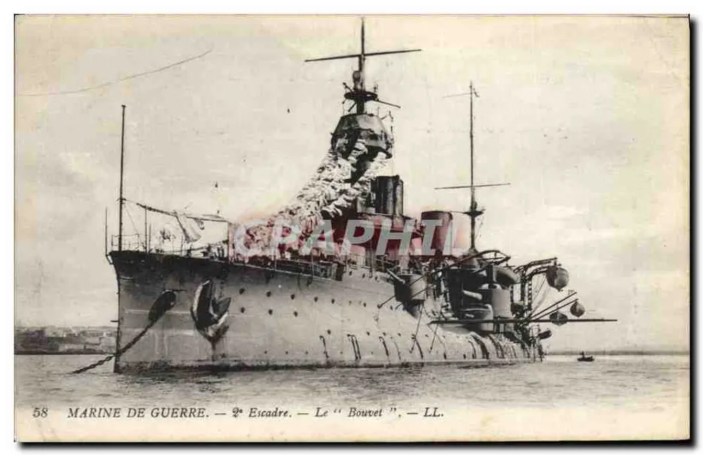 Het "Bouvet" — 2e Escadre — Marine de Guerre — LL. — N° 58 - Voorkant
