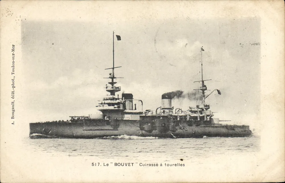 Der "Bouvet" mit Turmpanzerung — Toulon — A. Bougault, Verlag, Nr. 517 - Vorderseite
