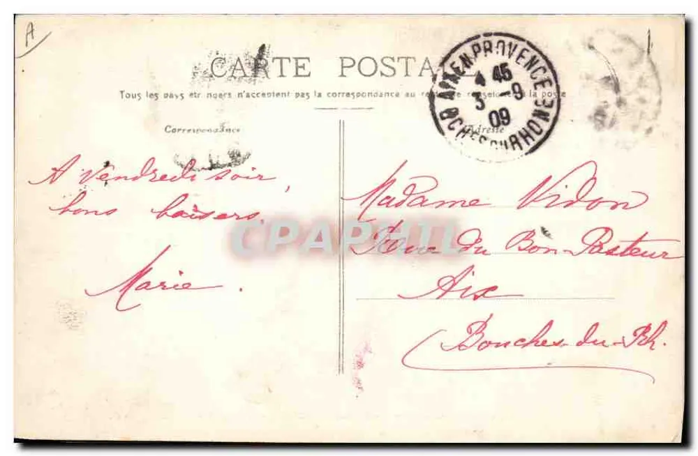 Schiff « Bouvet » — 1909 — Verlag P. B. TOULON - Rückseite