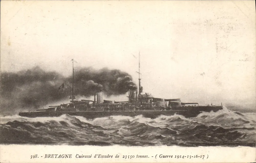 Bretagne — Schlachtschiff von 23.550 Tonnen — Krieg 1914-15-16-17 — Verlag: Établissements d’Impressions Photographiques, Toulon - Vorderseite