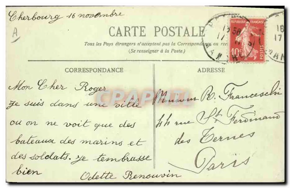 Le Bouvines — Panzerkreuzer Garde-Côtes — n° 505 - Rückseite