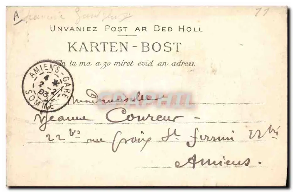 Douarnenez — Toilette d'une Mariée, étude des différents costumes — Collection Villarán, n° 1149 - Verso