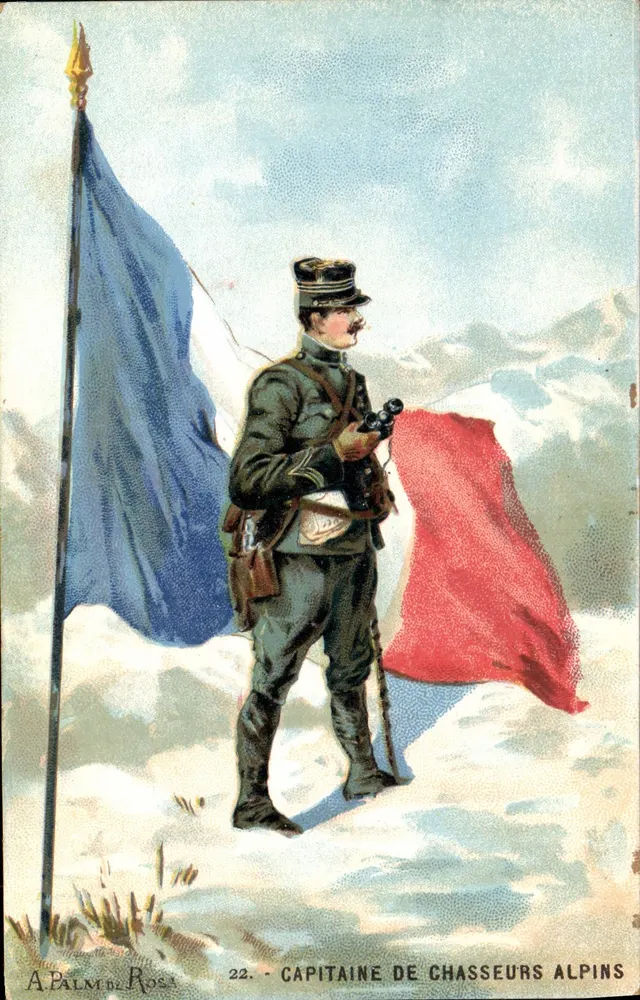 Kapitän der Alpinjäger — schneebedeckter Berg — A. Palm de Ross, n°22 - Vorderseite