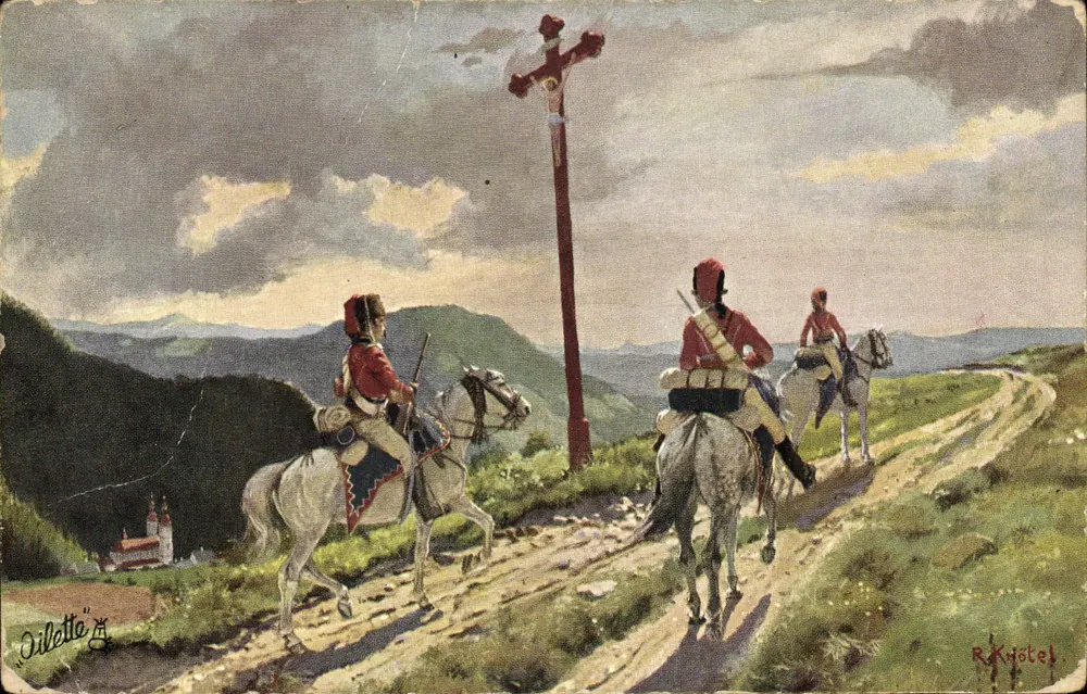 Husarzowa patrolka — Polska — Tuck's Postkarte, n° 1213 B - Awers