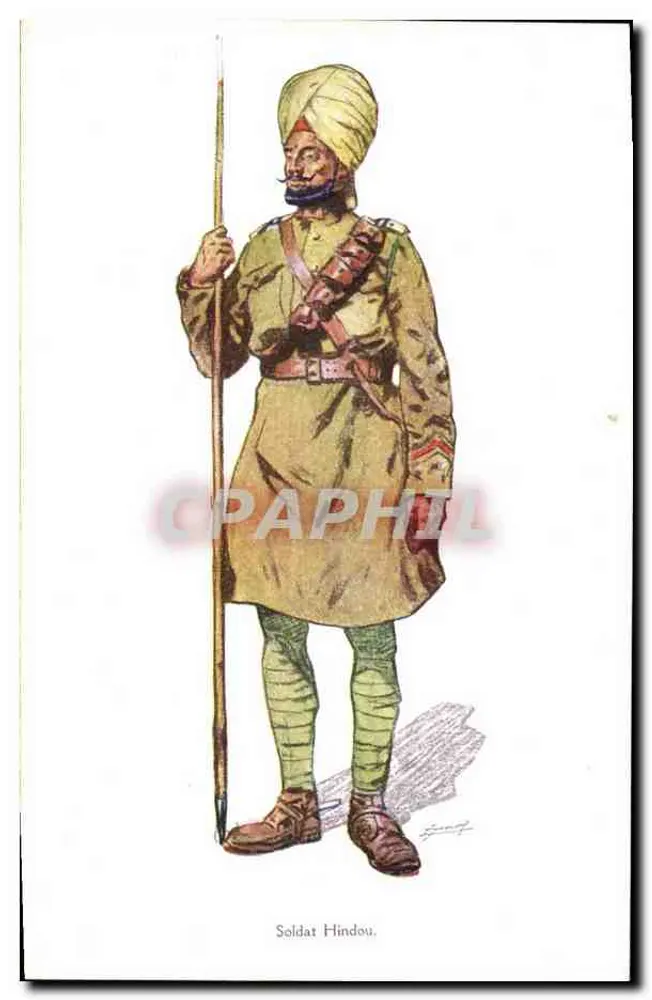 Soldado hindu — ilustração militar — editor não visível - Frente