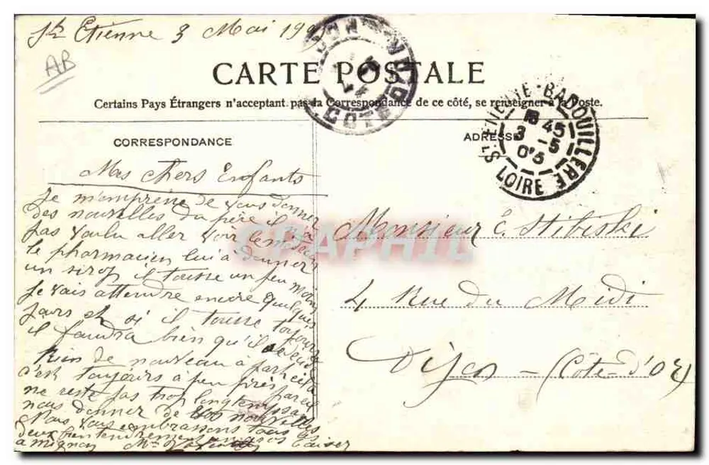 St-ÉTIENNE - Poço Châtelus — Galerias subterrâneas — Editor: G. Vourdalès, n°63 - Verso