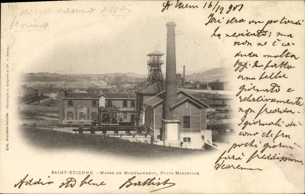 Saint-Étienne — Mines de Montrambert, puits Marseille — Éditeur : Nouvelles Galeries, Nancy - Vorderseite