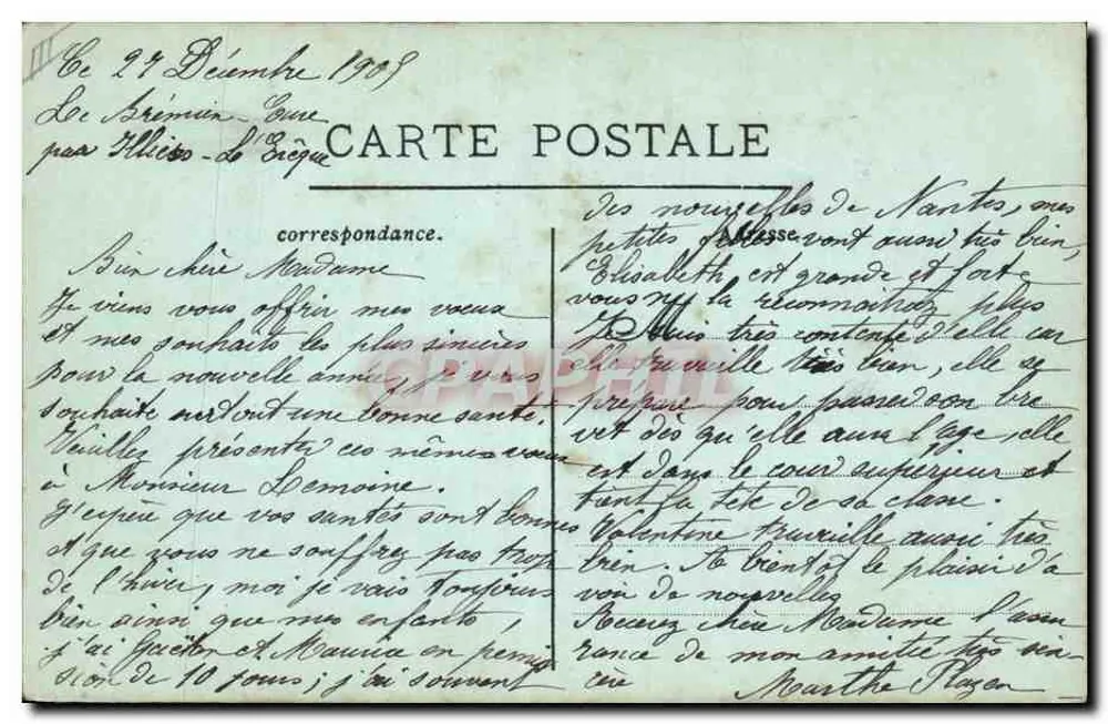Roseblüten — Wünsche zum Glück für das Jahr 1906 — Martha Plagey - Rückseite